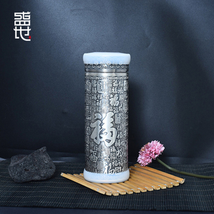 父亲节礼物 梦祥盛世浮雕百福口杯高端里外纯银水杯 纯手工高档礼