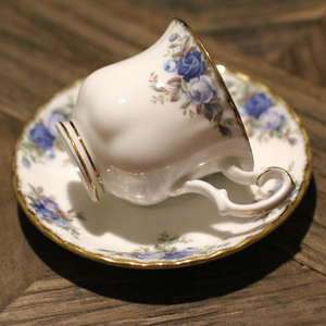 英国名瓷royal albert皇家阿尔伯特 月光玫瑰系列 骨瓷咖啡杯碟套