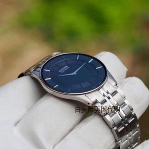 citizen西铁城男表ar3010-65a超薄酷黑蓝宝石光能手表ar3010-65e