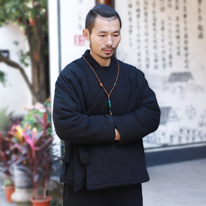 中国风男装冬季汉服棉衣男士唐装棉袄古风中式棉服佛系棉麻茶禅服