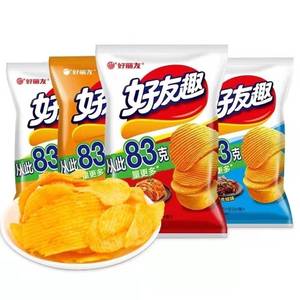 好丽友好友趣韩国泡菜味烤翅味牛排味薯片83克休闲零食袋装食品
