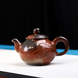 台湾陶艺师庄鹏达 柴窑柴烧达摩壶 陶茶壶手工 陶瓷茶具