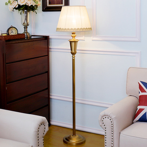 美式时尚纯铜落地灯客厅卧室床头书房创意欧式装饰立式落地台灯具