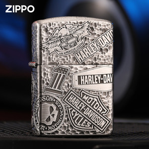 官方正版zippo打火机正品仿古银哈雷11章朋克收藏男友送礼