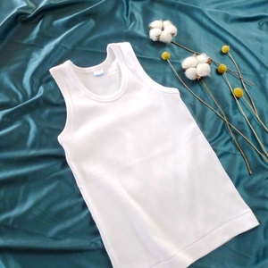 背心男童夏季冰丝薄款儿童无袖t恤内穿女童男孩纯白跨栏萌蓝旗舰店