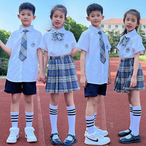 jk制服套装夏季短袖英伦校园风幼儿园班服小学生校服六一表演出服