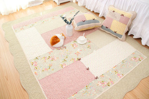 外贸韩式全棉拼布地毯绗缝创意客厅卧室地垫爬行垫子门口垫榻榻米