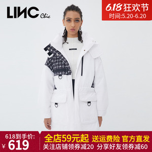 LINC金羽杰2021年冬新薄款鸭绒派克羽绒服中长款外套女Y21806196