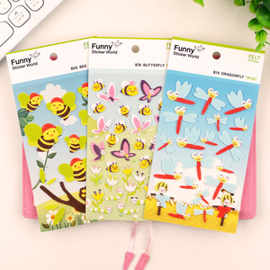 韩国funny贴纸蜜蜂蝴蝶蜻蜓3d立体装饰可爱儿童玩具奖励小贴贴画