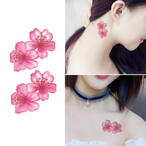 樱花纹身贴防水女持久花朵女孩清新图案仿真肩部手腕锁骨脚踝贴纸