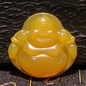 霍山玉玉大肚弥勒佛玉吊坠挂件缅黄黄蜡石黄龙玉大别山玉