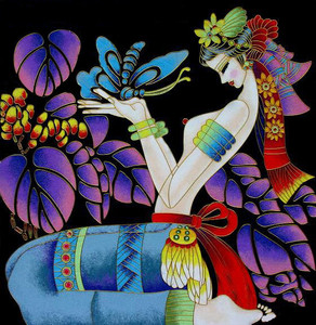 景泰蓝工艺画原材料套装金丝彩沙装饰画/手工diy/美女20