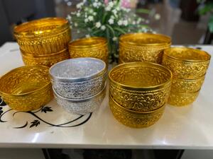 泰国进口金钵银钵泼水节道具取水少女用盆装饰拍照金属傣族佛寺盆