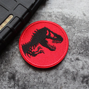 霸王龙刺绣魔术贴恐龙徽章圆形臂章diy缝纫个性战术包贴装饰臂贴