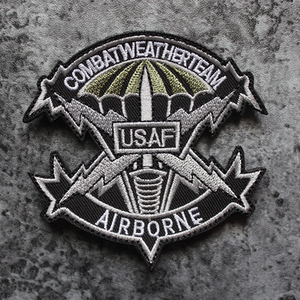全刺绣usaf 空降兵臂章刺绣魔术贴臂章美国空军airborne 配送毛面