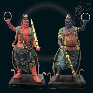 哼哈二将神像郑伦陈奇门神大力士药叉夜叉佛像树脂木雕生漆铜雕