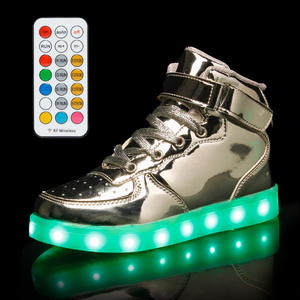七彩灯鞋USB充电鬼步舞鞋男女跳舞鞋运动板鞋高帮夜光LED发光鞋