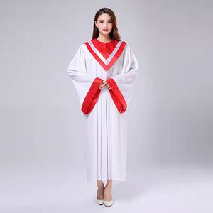 合唱服诗班服合唱小组礼服唱诗歌班服白色衣袍重磅纱面料下垂度好