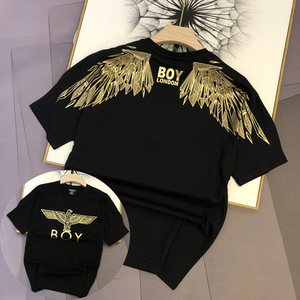代购潮牌boylondon短袖t恤男女情侣装烫金老鹰翅膀纯棉半袖上衣