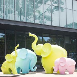户外玻璃钢抽象大象雕塑卡通动物公园景区商场售楼部美陈装饰摆件
