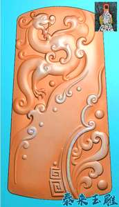 仿古龙回纹仿古牌挂件精雕图浮雕玉雕灰度图jdpbmp电脑雕刻图