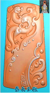 仿古龙回纹仿古牌挂件精雕图浮雕玉雕灰度图jdpbmp电脑雕刻图