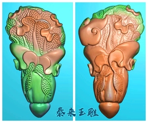 扫描图白菜百财立体双面大白菜精雕图浮雕玉雕灰度图jdpbmp白菜