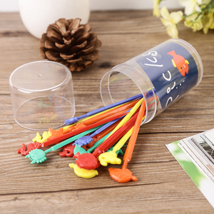 日本进口水果叉 时尚卡通儿童水果签 创意蛋糕叉子塑料牙签20支