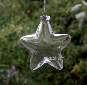 透明五角星圣诞玻璃球圣诞树悬挂挂件圣诞节礼品装饰品christ