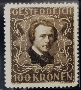 奥地利1922年著名音乐家最高值作曲家沃尔夫1枚新 mvlh