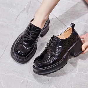 芭妮女鞋四季真皮复古圆头玛女日系百搭粗跟小皮鞋英伦风单工作鞋