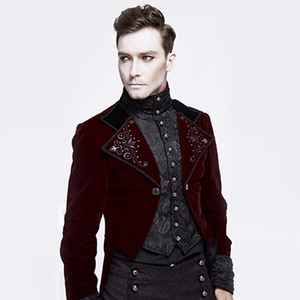 哥特式男装秋冬新款欧美复古宫廷西服外套男宴会燕尾服中长款礼服