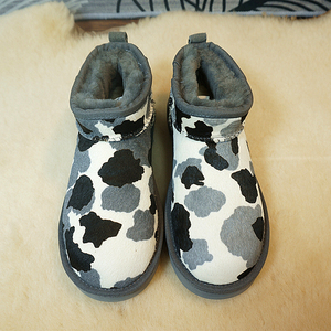 冬季新款马毛短筒靴 羊毛套筒平跟女靴 韩版真皮羊毛靴C5-9