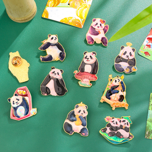 创意中国风熊猫胸针可爱金属徽章配饰送儿童生日礼物成都纪念品