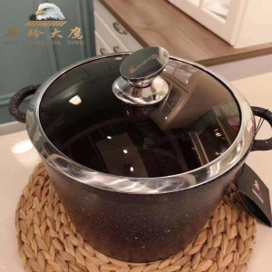 华玲大鹰麦饭石汤锅不粘锅蒸煮锅复合底高汤锅炖锅厨房24cm大容量