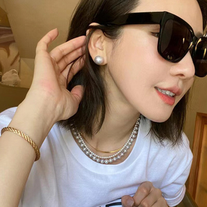 双层叠戴珍珠项链淡水明亮珠光精致百搭深圳水贝珠宝定制海水珍珠