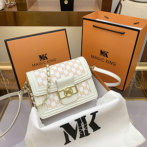 mk女包包2021新款潮时尚高级感大牌真皮单肩斜挎腋下链条小方包夏