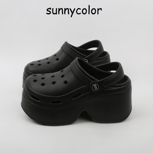 SUNNY COLOR超高跟洞洞鞋女夏轻便舒适时尚外穿凉拖鞋厚底沙滩鞋