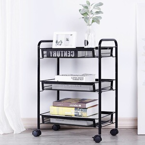 金属铁艺推车带轮置物架厨房整理架子化妆品收纳车子白色三层推车