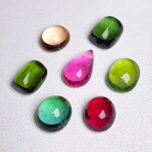 天然糖果色巴西碧玺椭圆水滴形素面裸石镶嵌宝石18k金银戒指吊坠