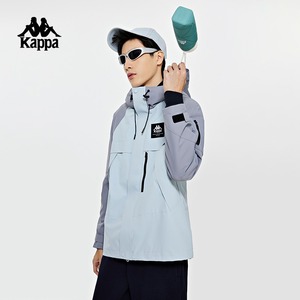 Kappa卡帕防风衣2023新款男拼色防水防油休闲连帽外套K0D52FJ92D