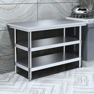 加厚不锈钢架子厨房置物架多功能收纳桌工作案板切菜板剁肉免打孔