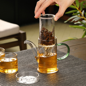 玻璃泡茶壶玻璃过滤家用红茶泡绿茶冲茶器小号加厚耐高温功夫茶具