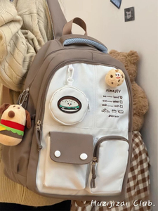 香港可爱少女书包女韩版高中学生初中生大容量撞色双肩包旅行背包