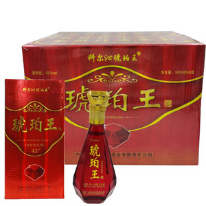 琥珀王白酒 内蒙古科尔沁王,归流河草原美酒清香型42度500ml*6瓶