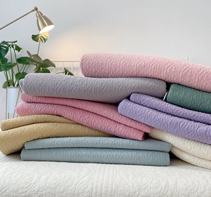 韩国床盖双面斜纹纯棉绗缝砂洗被纯色素色夹棉绗缝榻榻米垫子床垫