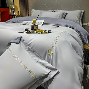 一米八床适合裸睡的床上四件套四季通用简约纯色加厚磨毛床单被套
