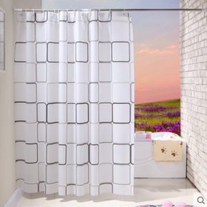 包邮环保塑料浴帘防水加厚窗帘挂帘防霉浴室浴帘布送环大方格隔断