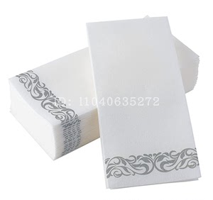包邮30*43CM 加大加厚长方形金色印花无尘纸巾西餐厅白色餐巾纸