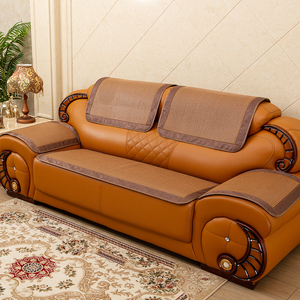 藤席皮沙发专用沙发垫夏季防滑沙发凉席凉垫夏天老式真皮沙发坐垫